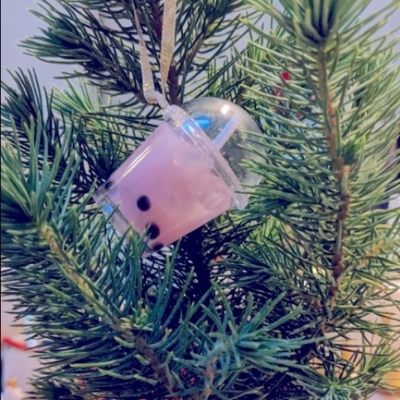 Strawberry Boba Milk Tea Ornaments Handmade - Picture 2 of 2